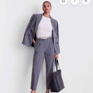 LOFT Versa Seasonless Stretch Double Pleat Pant in Petite Length, Heather Gray